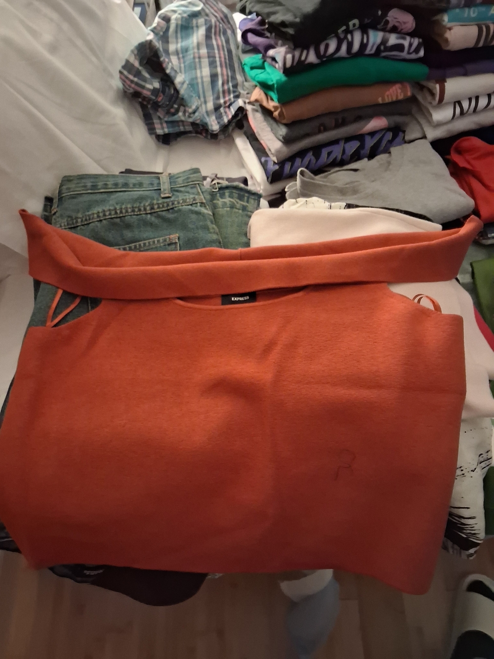 Express Off-the-Shoulder Sweater - Orange